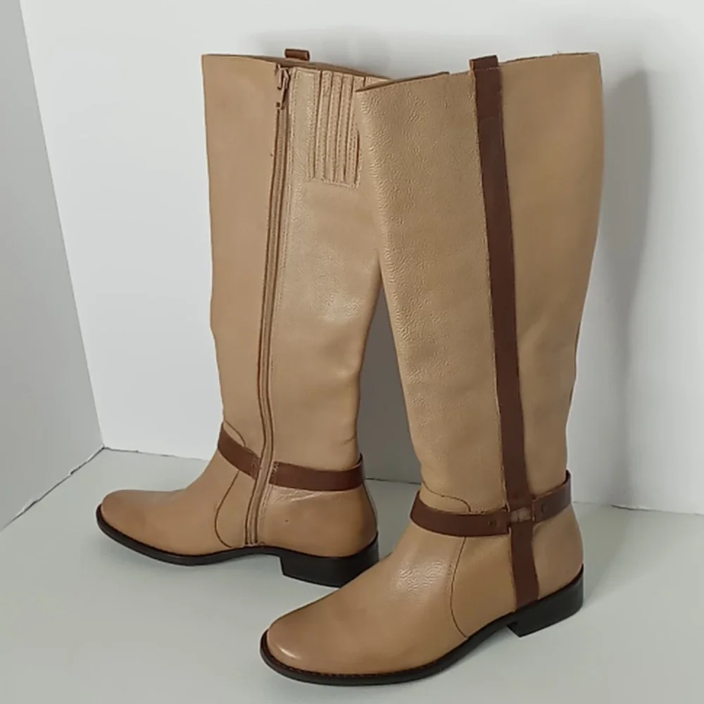 Matisse- Daniela -Leather Knee High Riding Boots --Taupe w/Brown Detailing 6.5